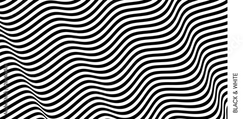 Black and white design. Pattern with optical illusion. Abstract 3D geometrical background. Vector illustration. © Login
