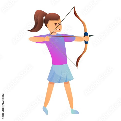 Girl archer icon. Cartoon of girl archer vector icon for web design isolated on white background