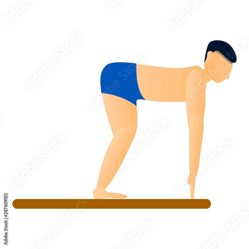 Boy ready to jump in pool icon. Cartoon of boy ready to jump in pool vector icon for web design isolated on white background