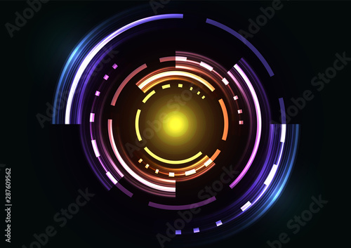 rainbow abstract circle background, digital overlap layer line, simple technology design template, vector illustration