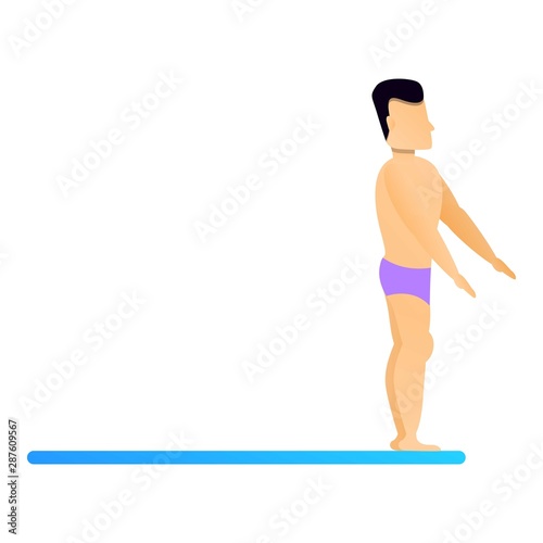 Man at diving board icon. Cartoon of man at diving board vector icon for web design isolated on white background