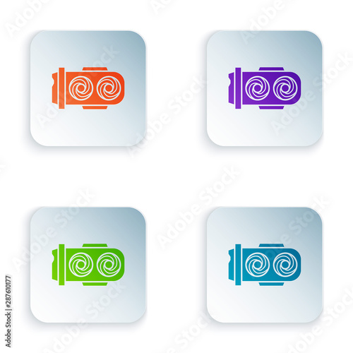Color Mining farm icon isolated on white background. Cryptocurrency mining, blockchain technology, digital money market, cryptocoin wallet. Set icons in colorful square buttons. Vector Illustration