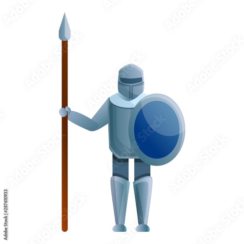 Knight with spear icon. Cartoon of knight with spear vector icon for web design isolated on white background