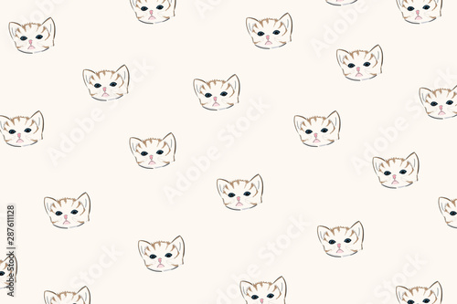 Cute cat illustration pattern background wallpaper.