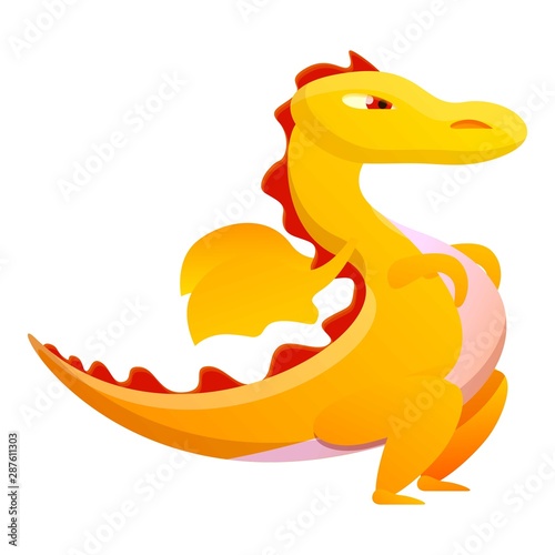 Yellow dragon icon. Cartoon of yellow dragon vector icon for web design isolated on white background