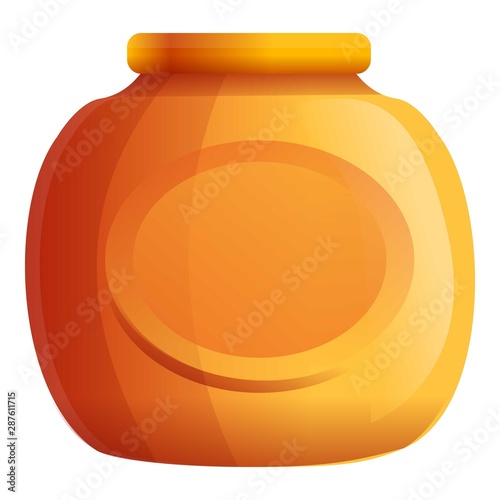 Gold jam jar icon. Cartoon of gold jam jar vector icon for web design isolated on white background