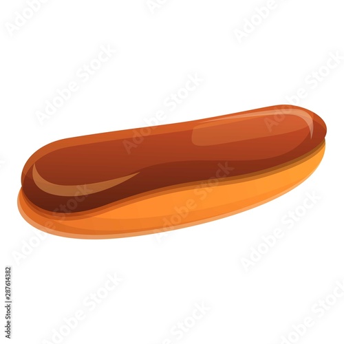Chocolate eclair icon. Cartoon of chocolate eclair vector icon for web design isolated on white background