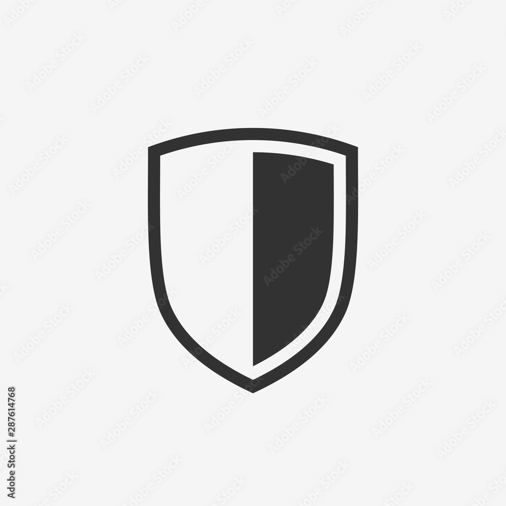 Shield icon. Black security emblem. Pictogram for the concepts of security and protection. Isolated vector illustration on white background. Shield icon. Black security emblem. Pictogram for the concepts of security and protection. Isolated vector illustration on white background.