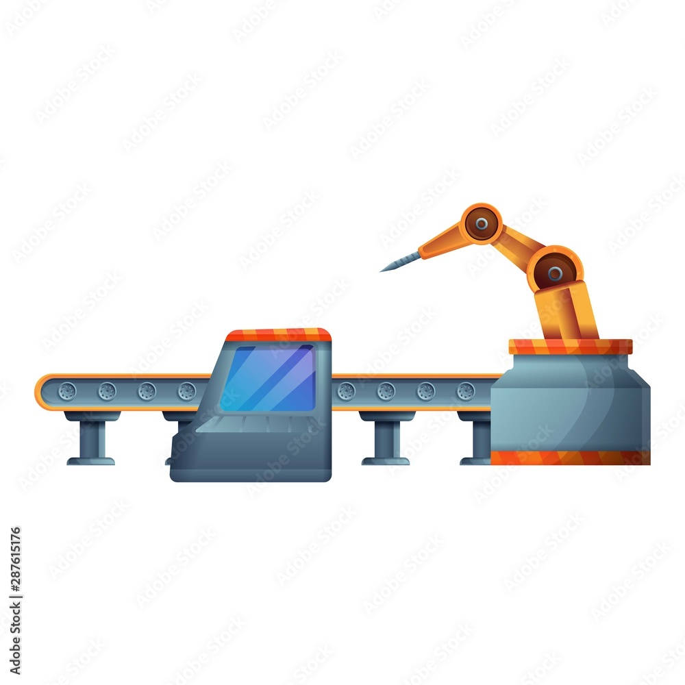 Car assembly line icon. Cartoon of car assembly line vector icon for web design isolated on white background Car assembly line icon. Cartoon of car assembly line vector icon for web design isolated on white background
