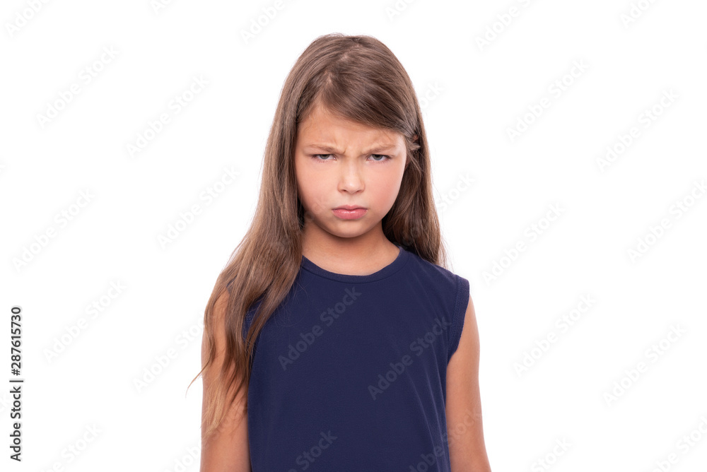 Angry baby girl isolated on white background. Angry baby girl isolated on white background.
