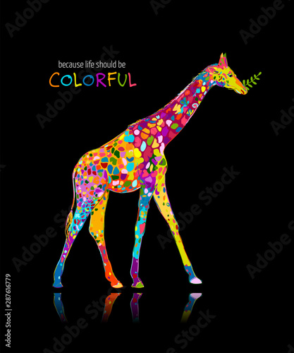 Colorful giraffe, sketch for your design