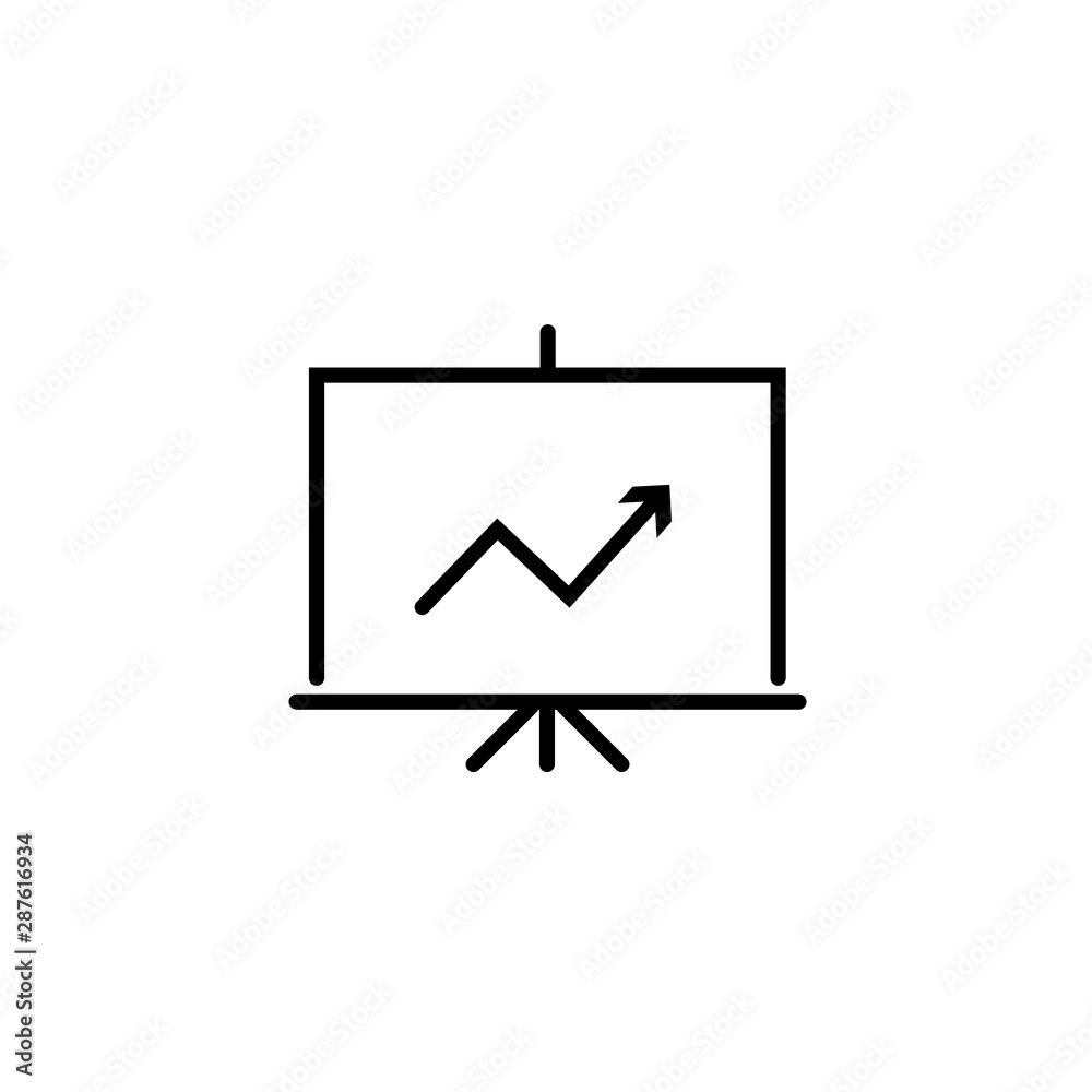 Business Growing Chart Presentation Concept. Whiteboard with growing bar graph, Financial business icon template. Flat outline vector illustration on white background. Business Growing Chart Presentation Concept. Whiteboard with growing bar graph, Financial business icon template. Flat outline vector illustration on white background.