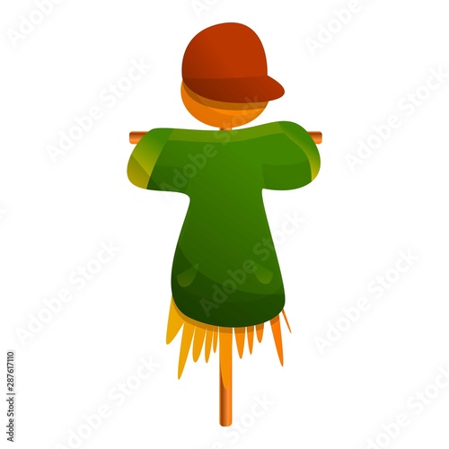 Green scarecrow icon. Cartoon of green scarecrow vector icon for web design isolated on white background