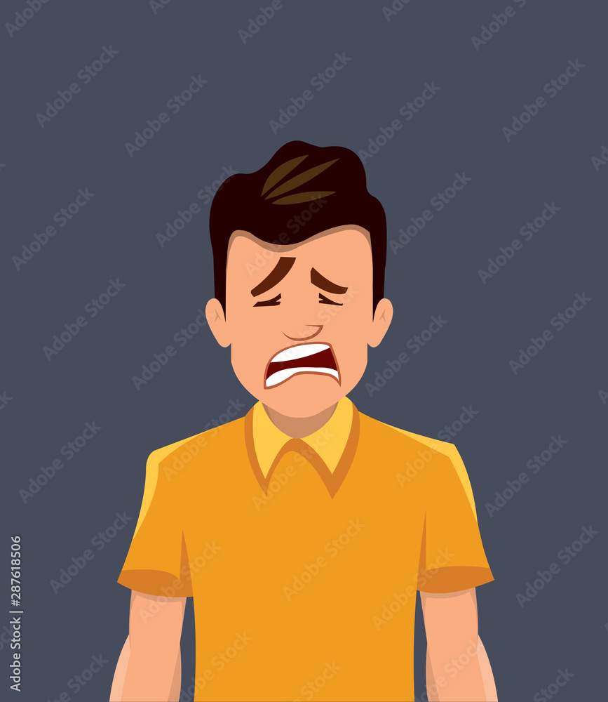 Sad facial expression. sadness young man expression vector illustration in cartoon style. Stock Vector | Adobe Stock Sad facial expression. sadness young man expression vector illustration in cartoon style. Stock Vector | Adobe Stock