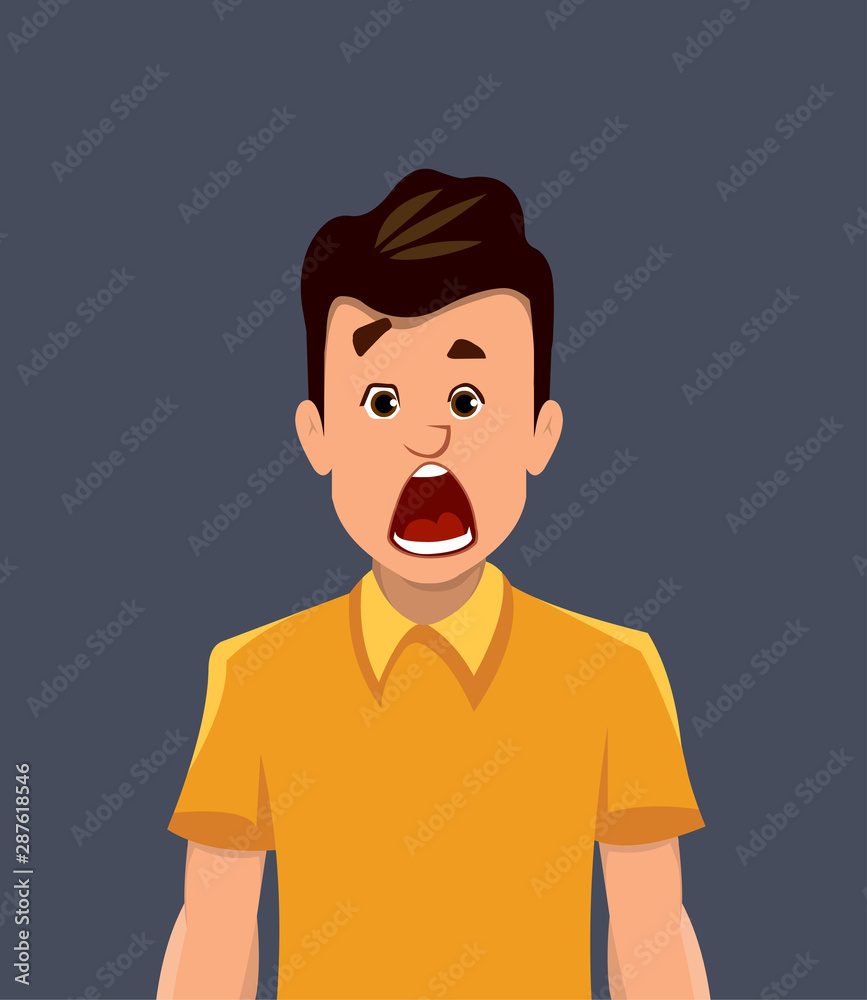 Shock facial expression. shocked young man expression vector illustration  in cartoon style. Stock Vector | Adobe Stock