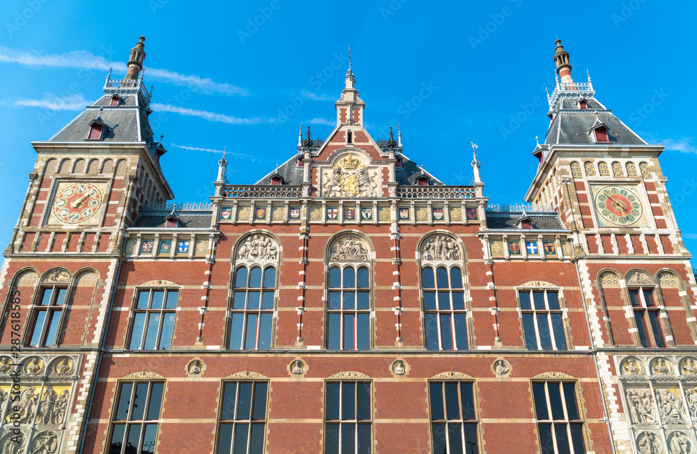 Amsterdam, North Holland / Netherlands: The Amsterdam Centraal Station building