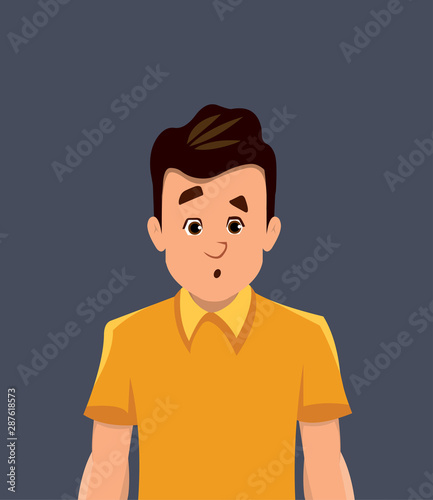 Surprise facial expression. Shock young man expression vector illustration in cartoon style.