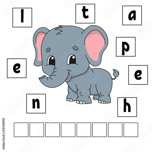 Words puzzle. Education developing worksheet. Learning game for kids. Activity page. Puzzle for children. Riddle for preschool. Simple flat isolated vector illustration in cute cartoon style.