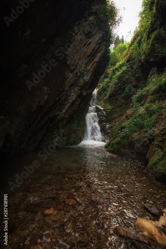 Estyube Waterfall at Lake Teletskoye in the Altai Mountains photo