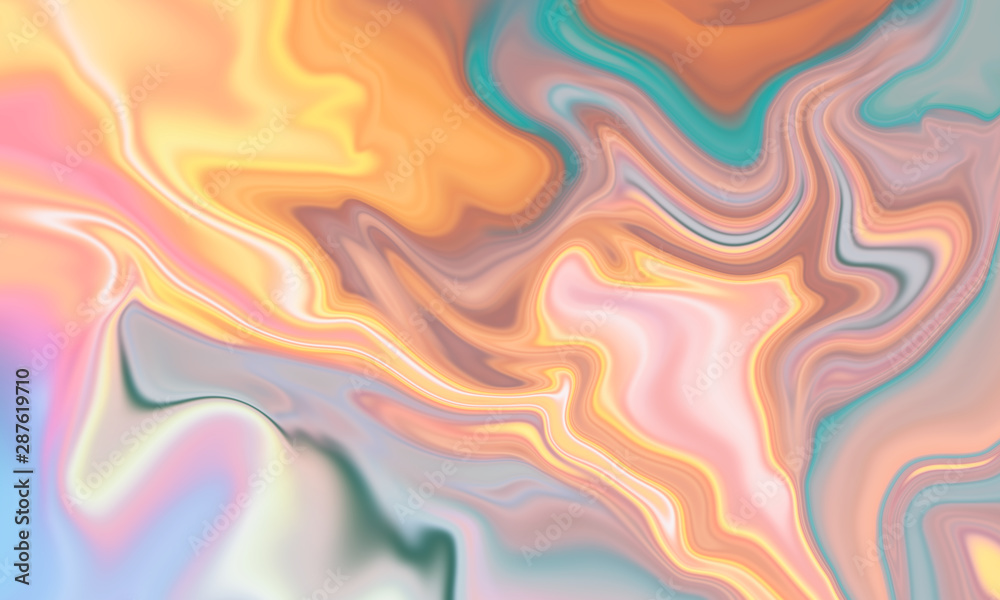 Abstract colorful rainbow marble texture, liquid fluid modern background