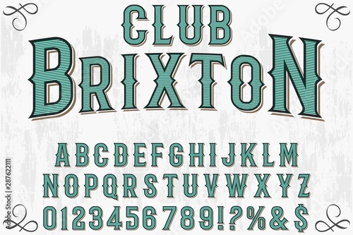 abc font handcrafted typeface vector vintage named vintage brixton club