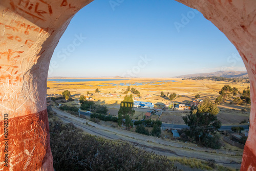 Peru Chucuito Titicaca lake from panoramic point of the city photo