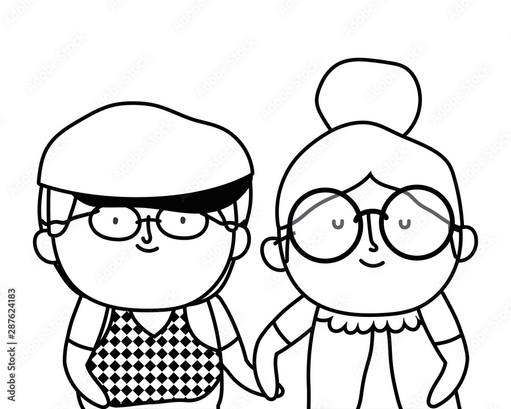 Grandmother and grandfather cartoon vector design Grandmother and grandfather cartoon vector design