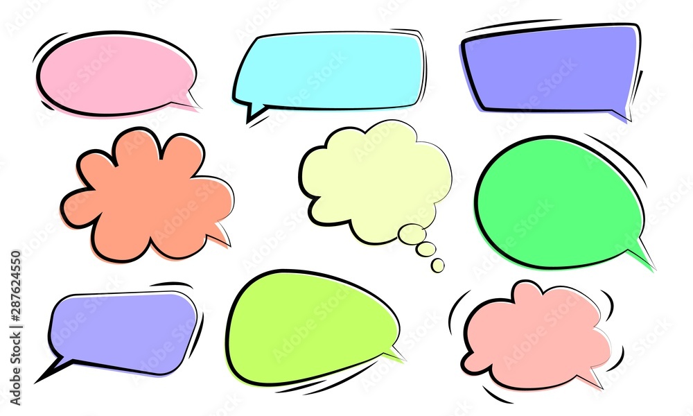Speech bubbles. Stickers of speech bubbles vector set