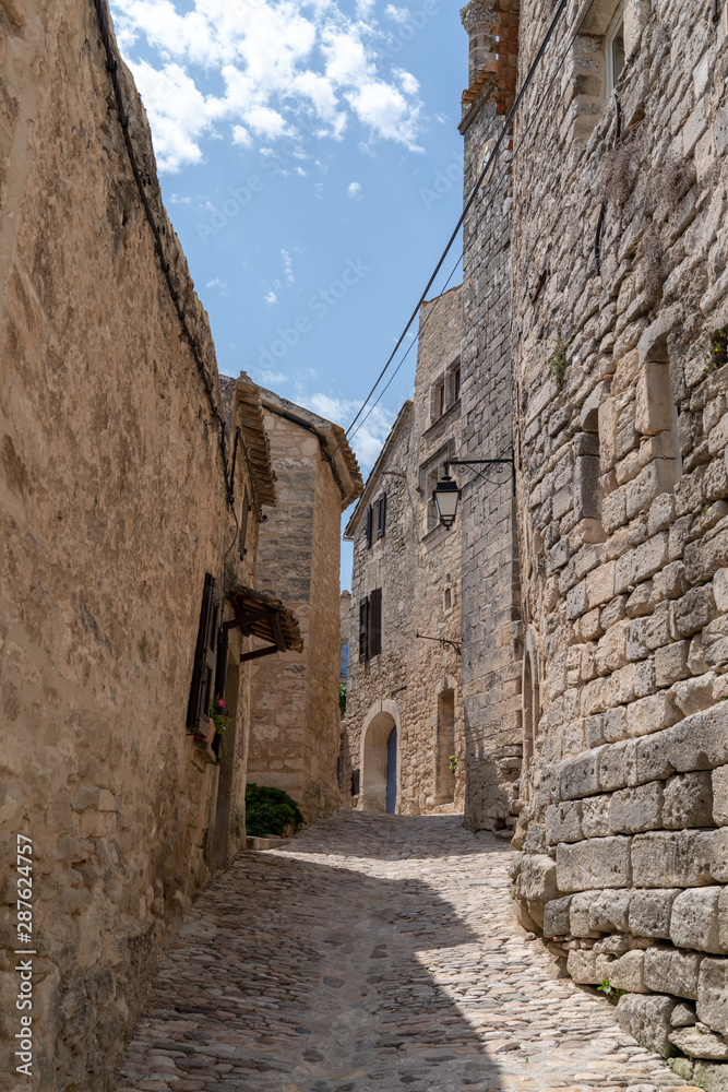 Lacoste in Provence small paved street going up in Luberon France
