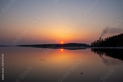 Sunset on Lake Ladoga in Karelia