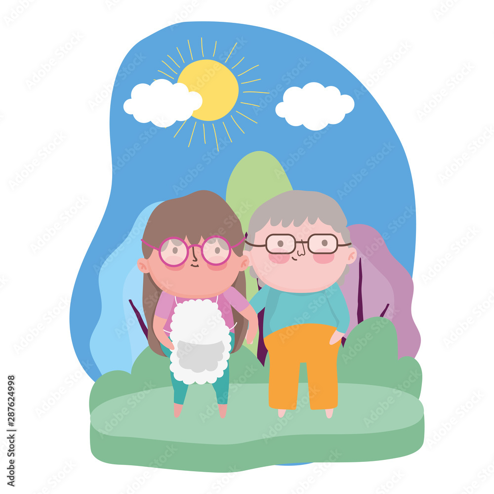 Grandmother and grandfather cartoon vector design Grandmother and grandfather cartoon vector design