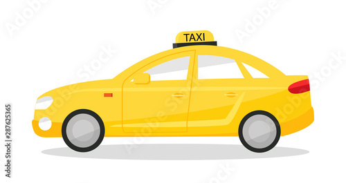 Yellow taxi car. Cab sedan isolated on white background