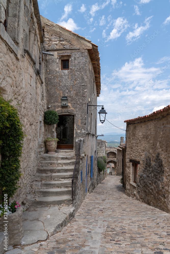 Village ancient medieval tourist of Lacoste in Provence France