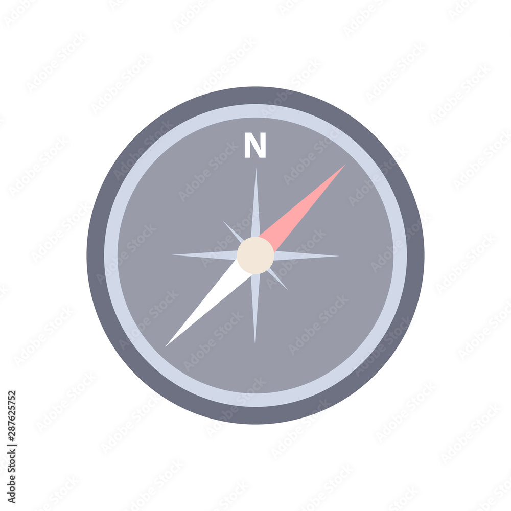 Compass icon in flat style on an isolated white background. Vector illustration. Compass icon in flat style on an isolated white background. Vector illustration.