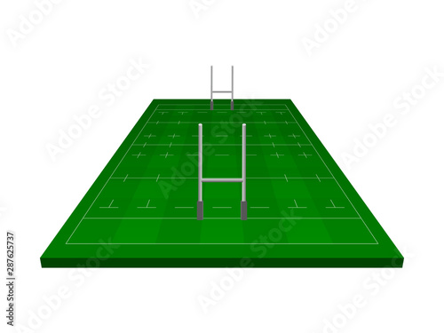 Rugby field with rugby gate, isometric vector.