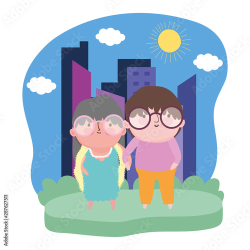 Grandmother and grandfather cartoon vector design