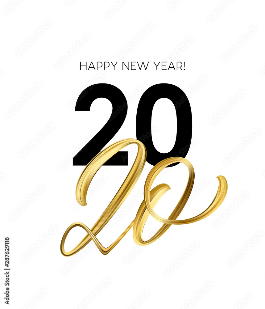 Fototapeta premium Happy New Year 2020. Lettering greeting inscription. Vector illustration