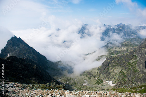  landscape in the Slovakia Tatra Mountains, view of the highest peak of Poland - Rysy.the way to the top of the summit Rysy from slovakia side