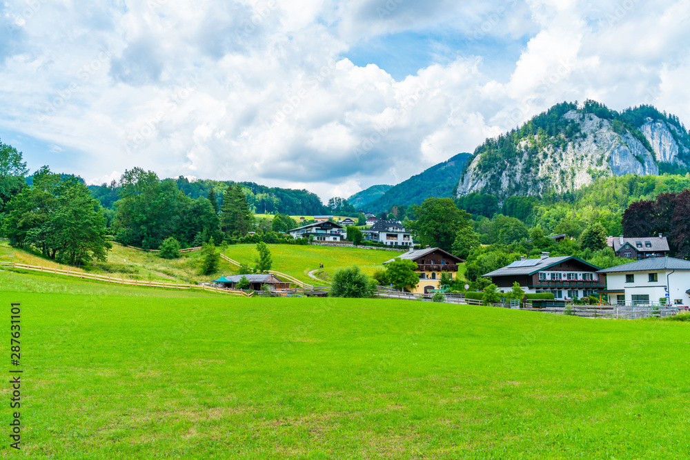 View of St. Gilgen and mountains surrounding in Salzkammergut region, Austria