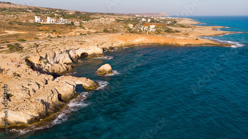 Arch of love on the island of Cyprus. Aerial view from a drone. photo