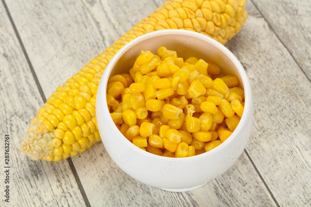 Young corn seeds in the bowl Young corn seeds in the bowl