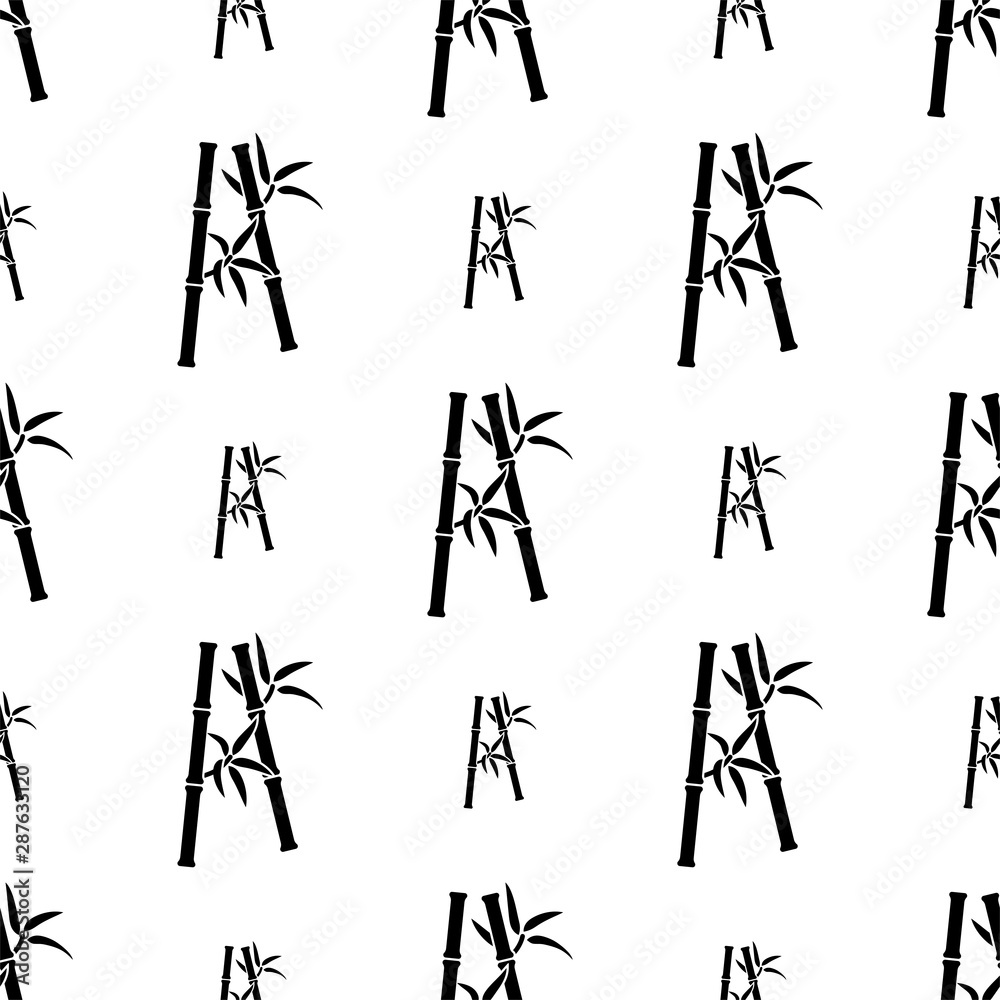 Bamboo Tree Icon Seamless Pattern