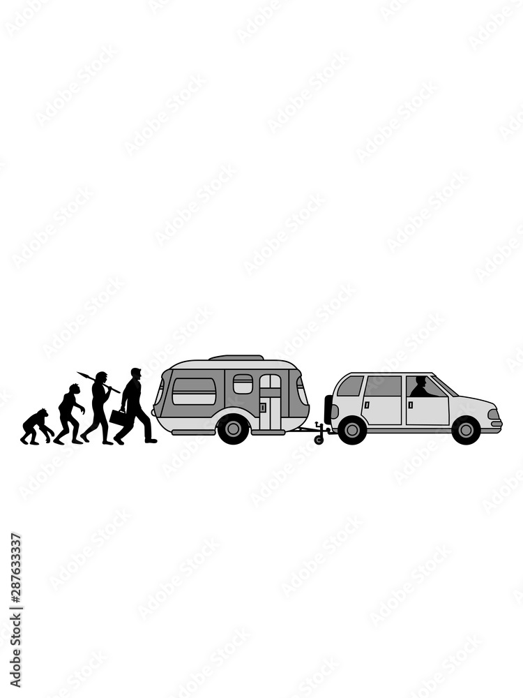 evolution wohnwagen familie leben zuhause camping anhänger unterwegs reisen urlaub ferien fahren auto roadtrip spaß hobby liebe straße clipart