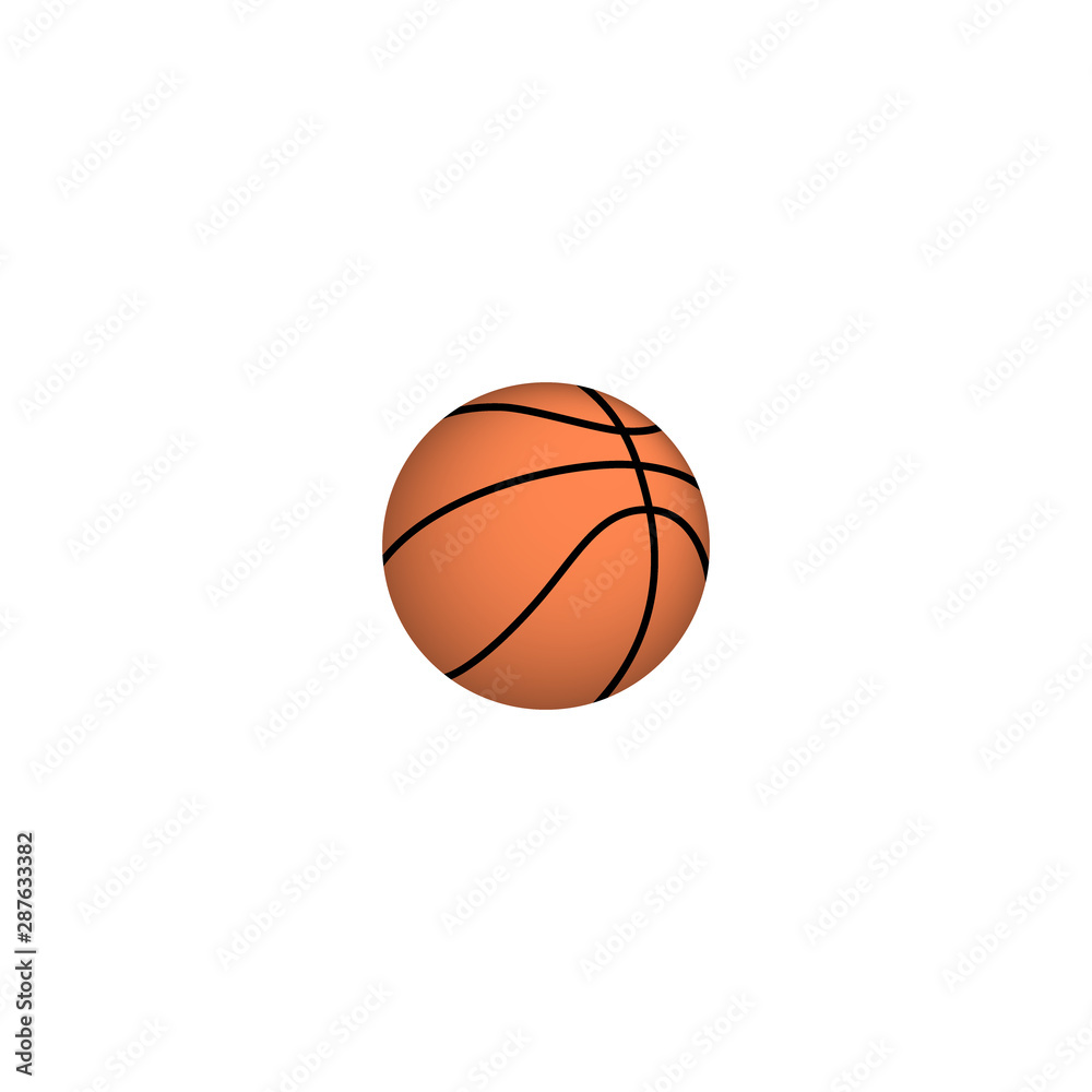 Realistic basketball ball in orange vector icon. Basketball play ball colorful symbol.