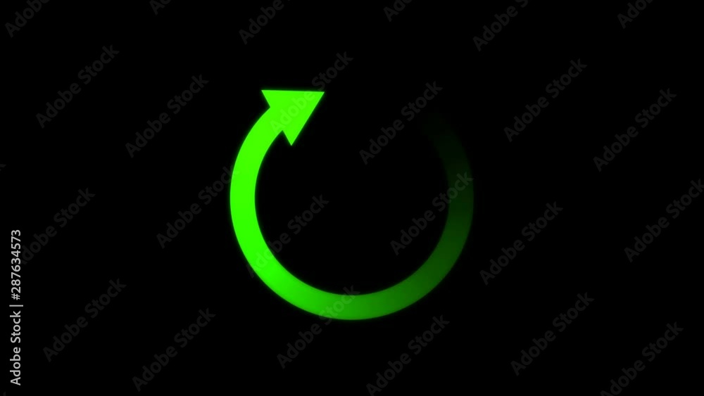 Loading circle icon animation isolated on black background. Loopable animation with rotating arrow.