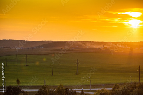 European countryside scenery during sunset.