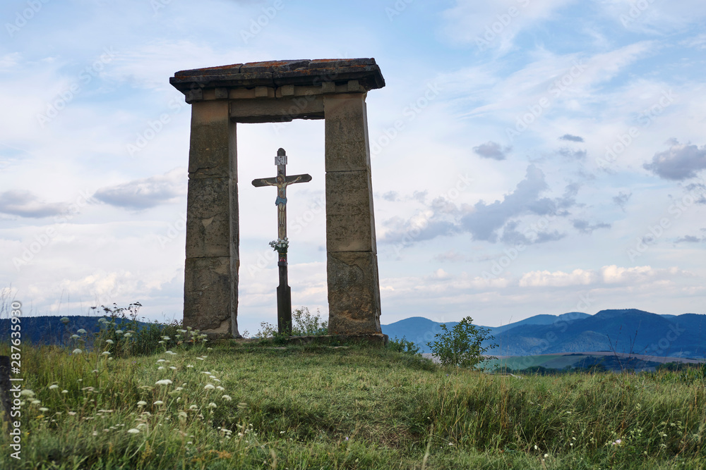 Photograph of a Christian monument near Spis Castle, Slovakia