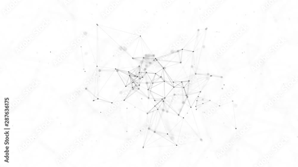 Abstract line lighting frame structure pattern wireframe polygon futuristic bokeh, digital data technology concept design. Business Presentation Seamless Loop 4K Background.