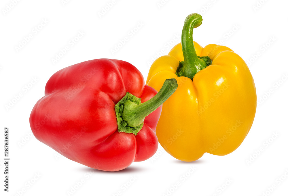 Red  and yellow peppers  isolated.  With clipping path.