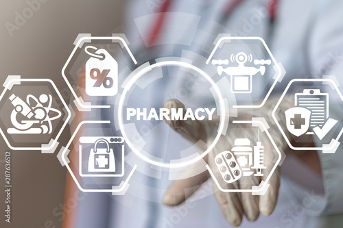 Pharmacy online medicines shopping concept. Modern Drugstore.